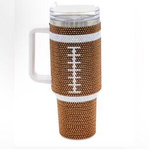 40 Oz Rhinestone Football Bling Tumbler